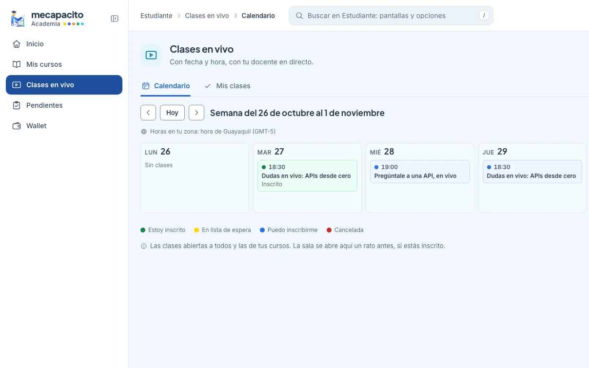Clases en vivo