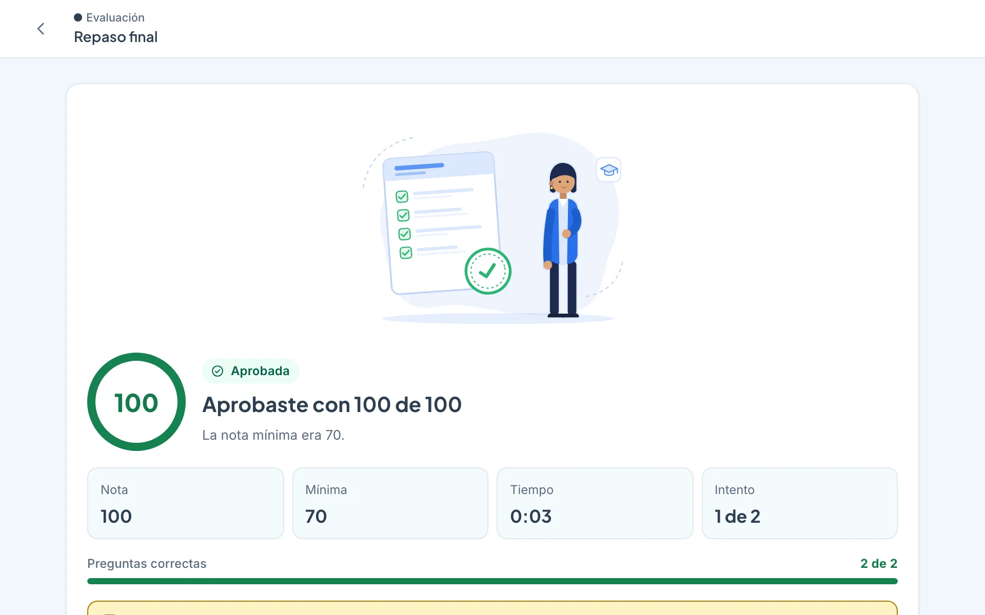 Resultado de una evaluación