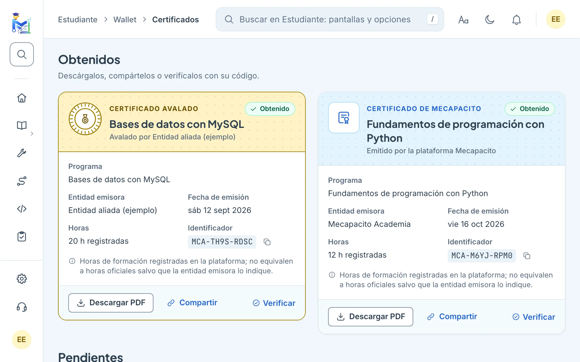 Tus certificados