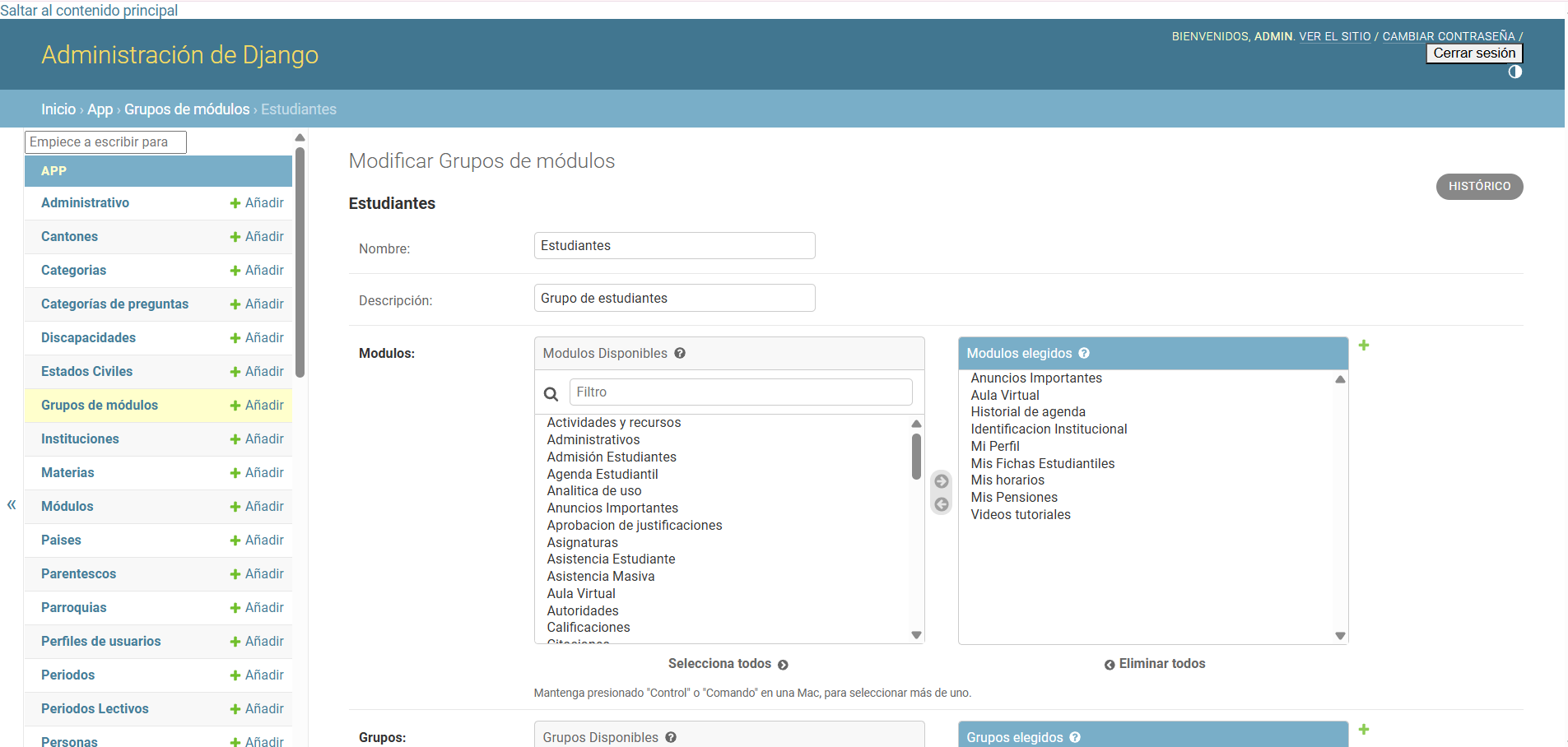 Roles y permisos parametrizables