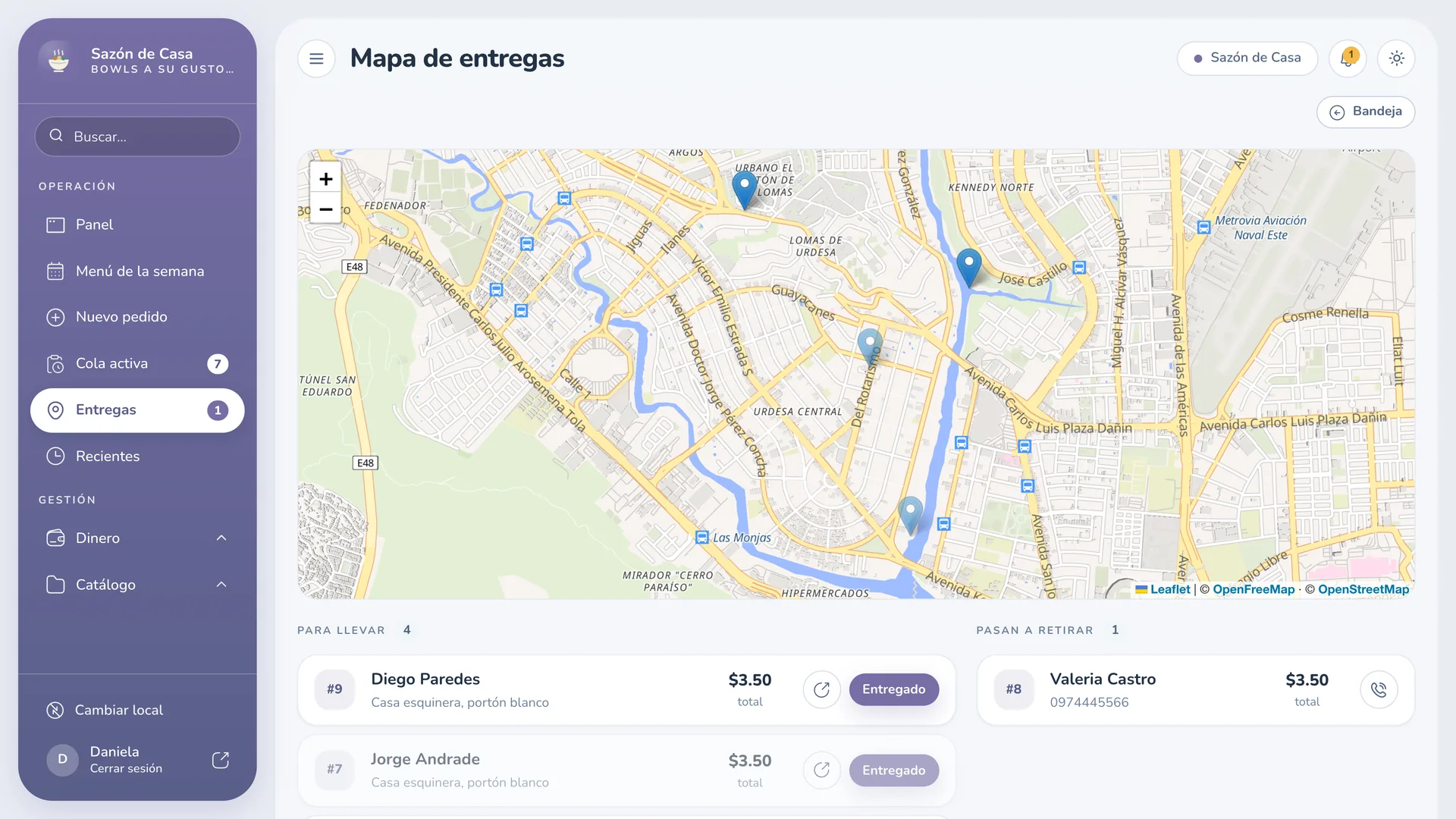 Mapa de entregas