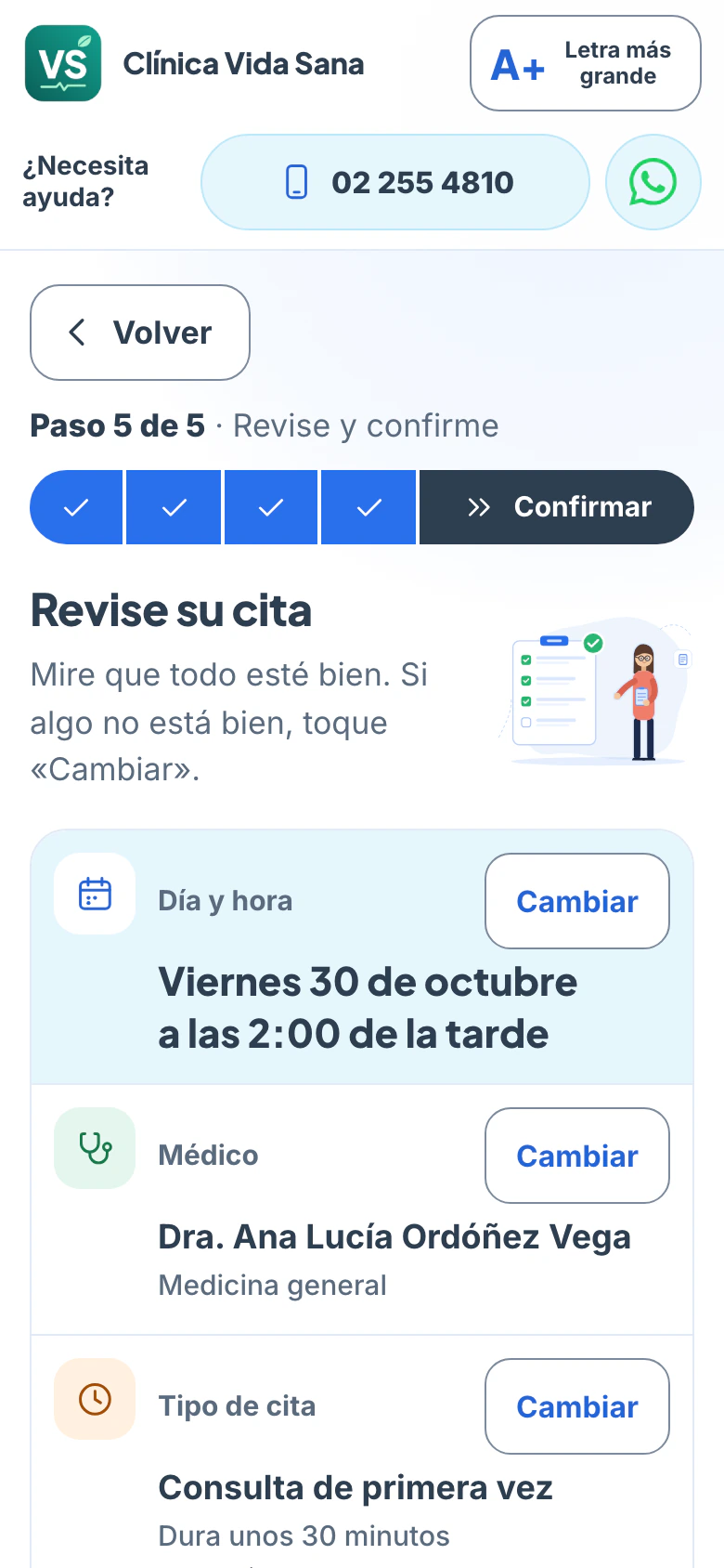 Reserva en línea: revisar