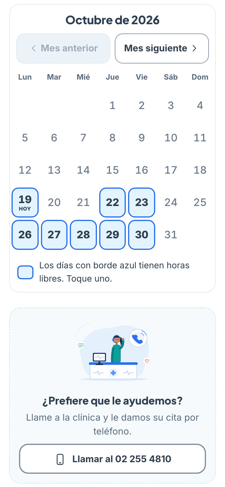Reserva en línea: el día