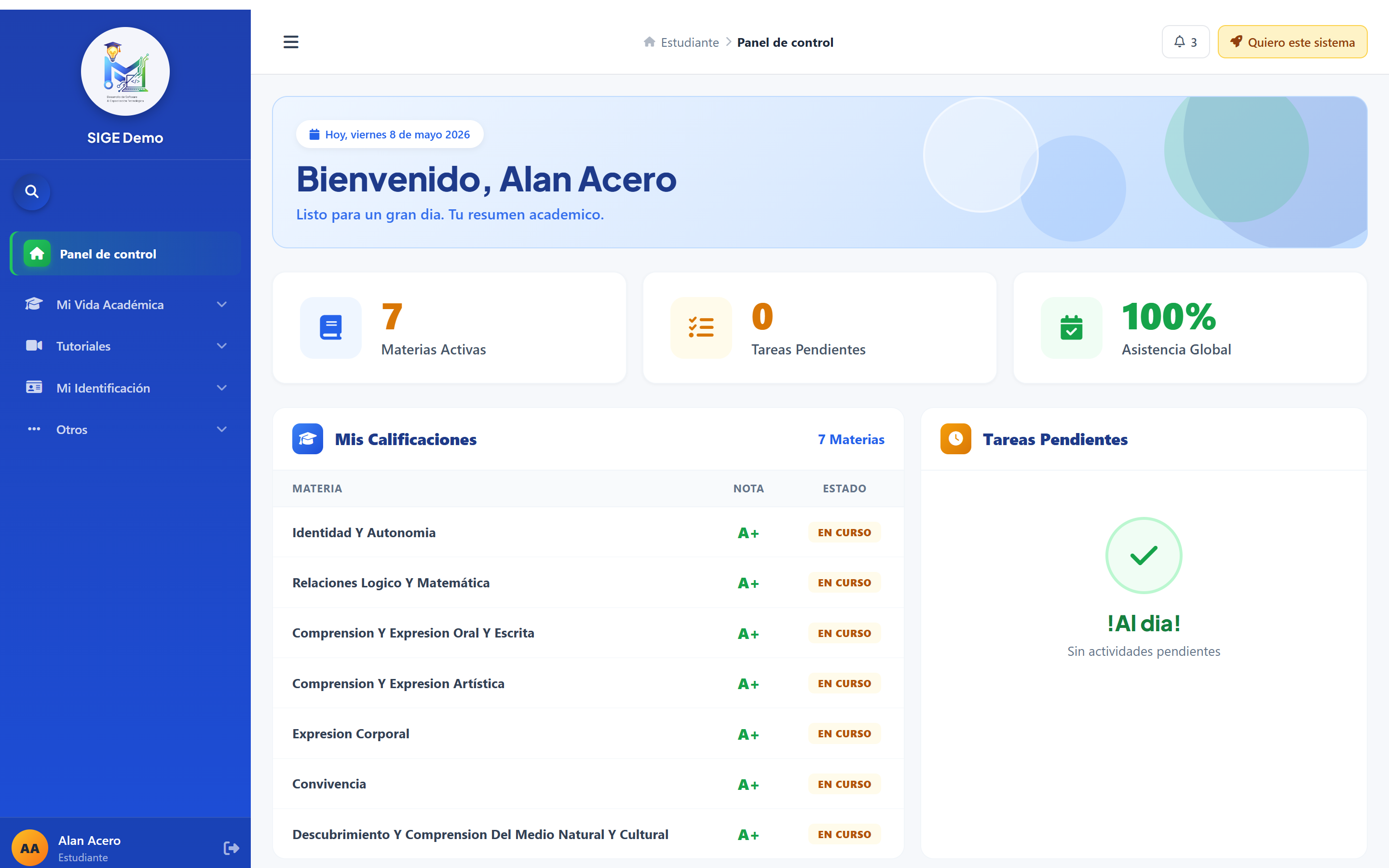 Panel Estudiante
